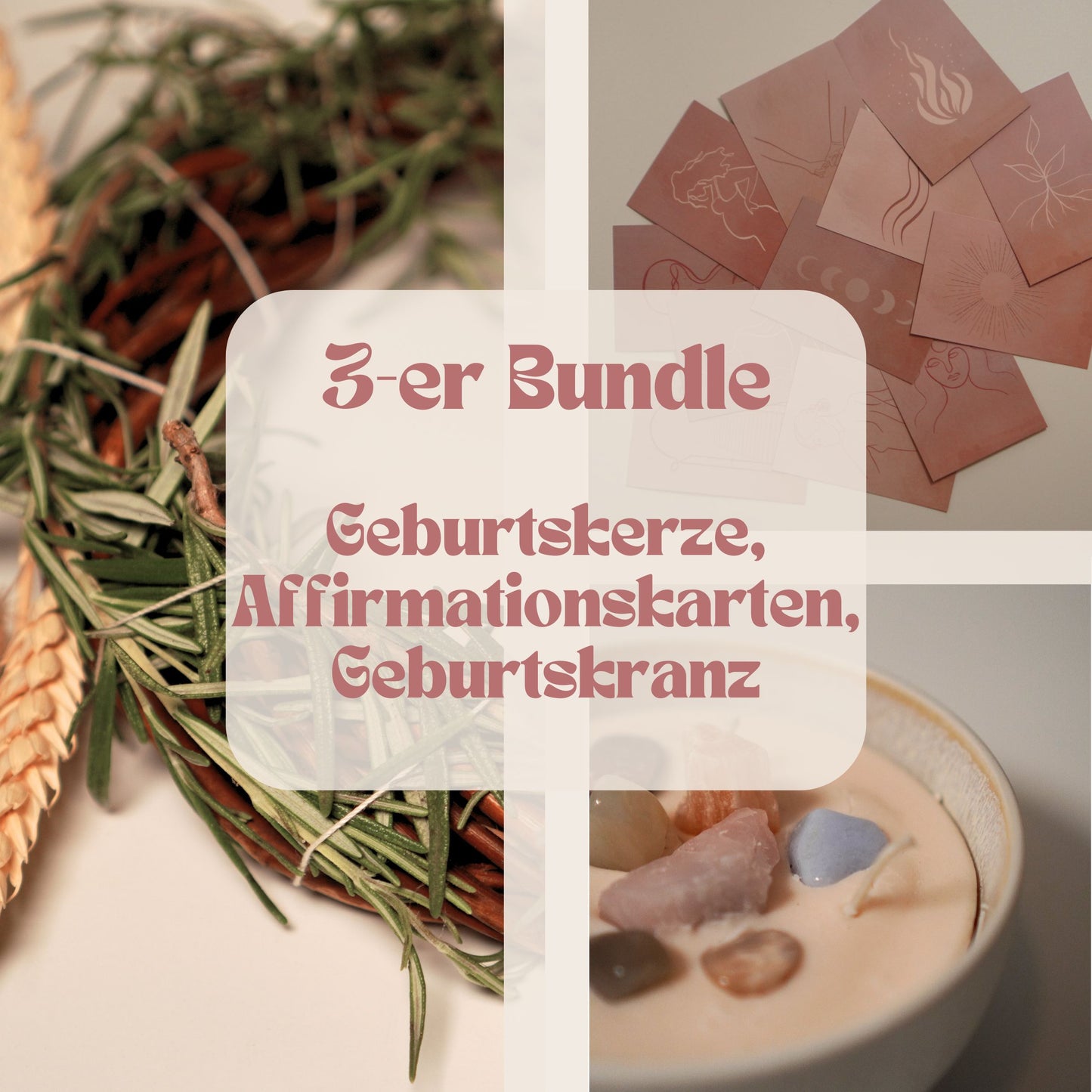 PreggoPowerBox | 3er Bundle | Geburtskerze + Affirmationskarten + Geburtskranz